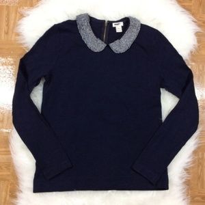 J. CREW Beaded Peter Pan Collar Top